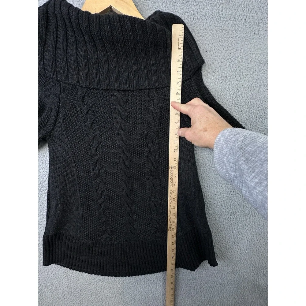 Smartwool Crestone Tunic Sweater Womens Small Black Cowl Neck Cable Knit Cozy